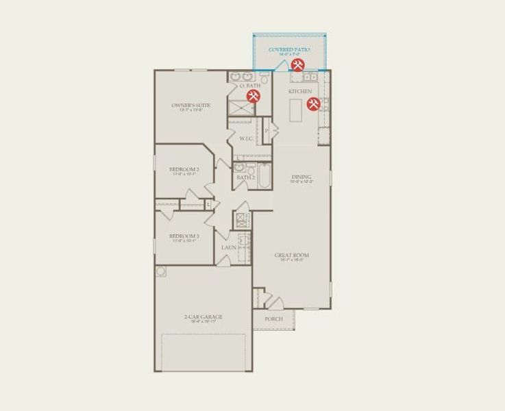 2D floor plan layout for the Becket by Centex in Vista Real, Converse, TX (Image 4).