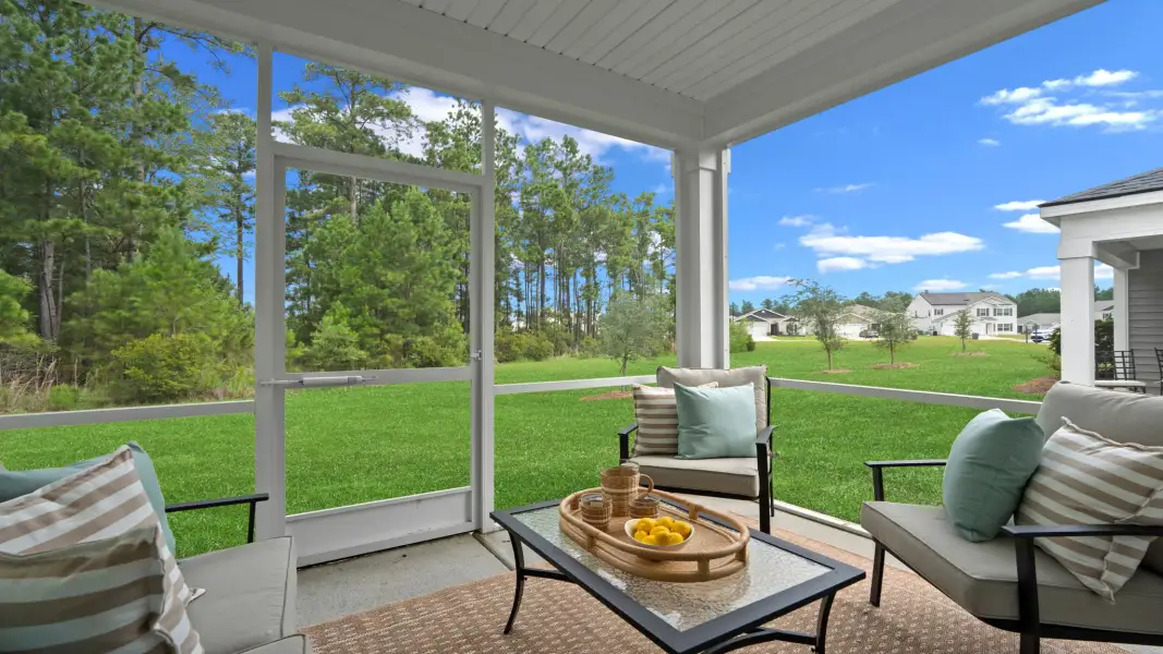 Exterior details and patio area of a home in The Pines at New Hampstead, Bloomingdale (Image 4).