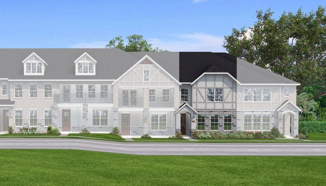 Representative exterior photo of a completed home built from the Holbrook by Mattamy Homes in Bayside, Rowlett, TX (Image 8).