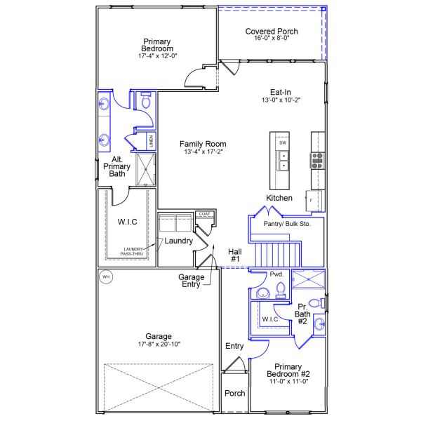 2D floor plan layout of this home in Avenue One, Castle Hayne, NC (Image 3).
