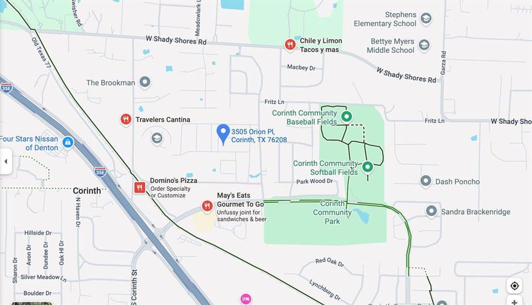 Location Map. Displaying a geographic area with roads, businesses, and recreational facilities