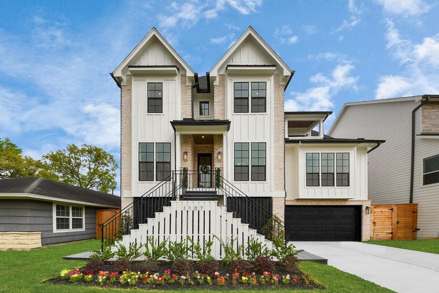 This striking home, nestled in the heart of Timbergrove Manor, welcomes you with elegant architectural details, crisp lines, and expansive windows that flood the interior with natural light, all complemented by lush landscaping in an exceptionally welcoming neighborhood where neighbors are frequently seen walking their dogs, strolling with their kids, and enjoying the friendly community atmosphere.