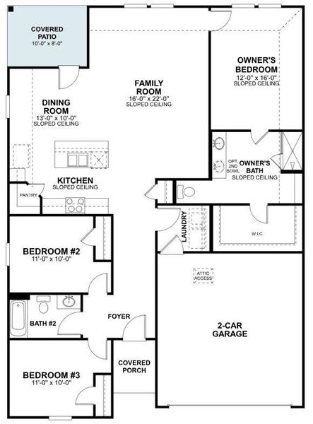 2D floor plan layout of this home in Cascades at Onion Creek, Austin, TX (Image 5).