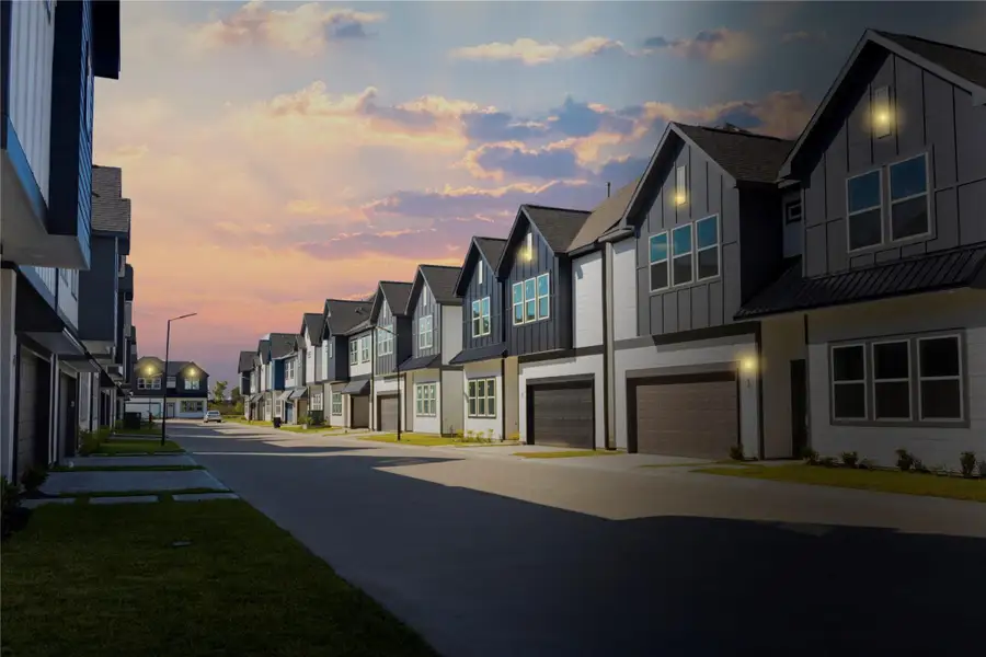Front exterior of a new home in Metro Village, Houston, TX, highlighting curb appeal (Image 24).