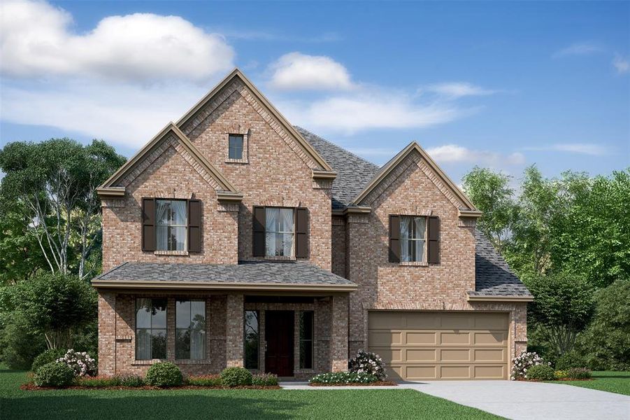 Gorgeous Arthur design by K. Hovnanian Homes in elevation C built in Tejas Landing. (*Artist rendering for illustration purposes only.)