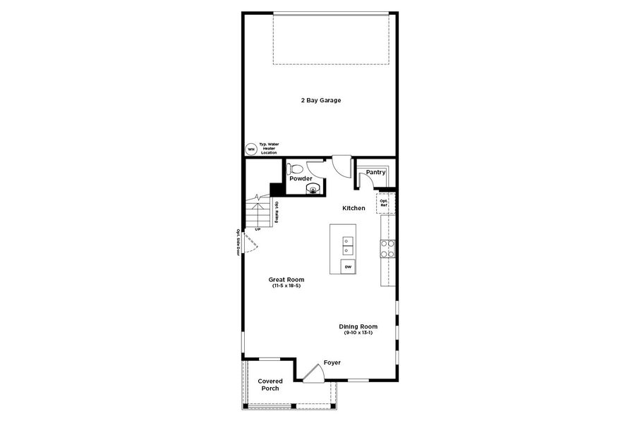 2D floor plan layout for the Barton by DRB Homes in Spring Creek, Taylor, TX (Image 3).