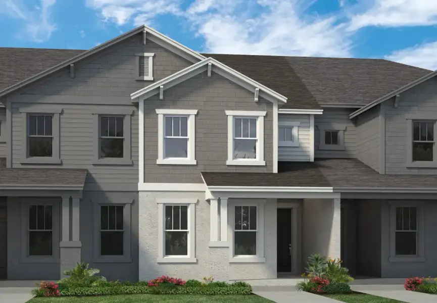 Representative exterior photo of a completed home built from the Whitney by Rockwell Homes in Harvest at Ovation - Townhomes, Winter Garden, FL (Image 27).