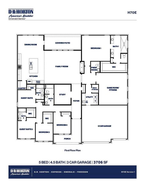 2D floor plan layout of this home in Butlers Bend Estates, Pinehurst, TX (Image 3).