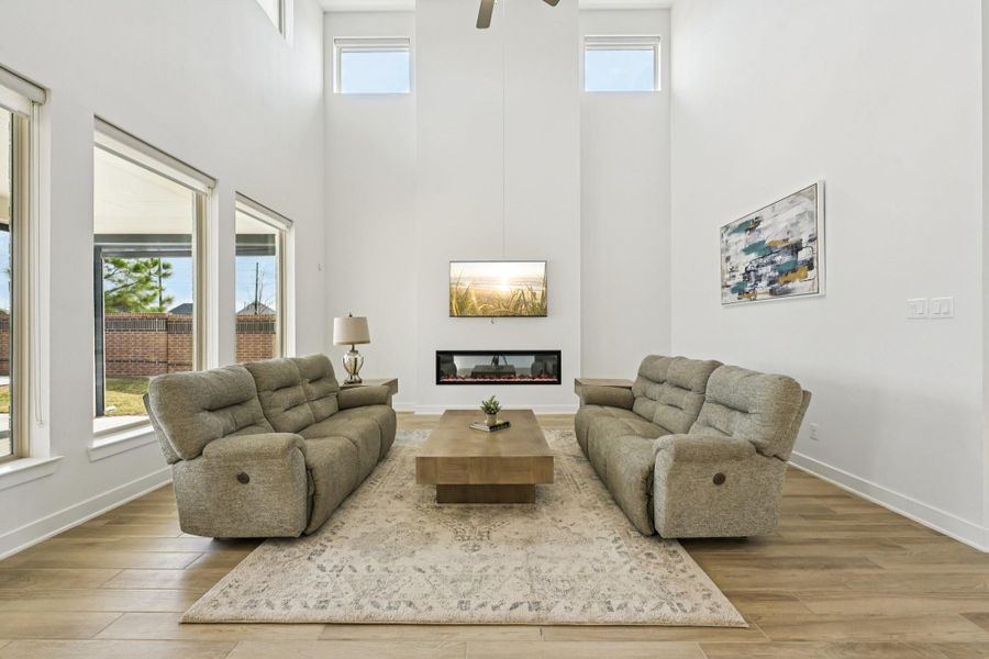 Two story ceiling with soaring windows for an abundance of natural light