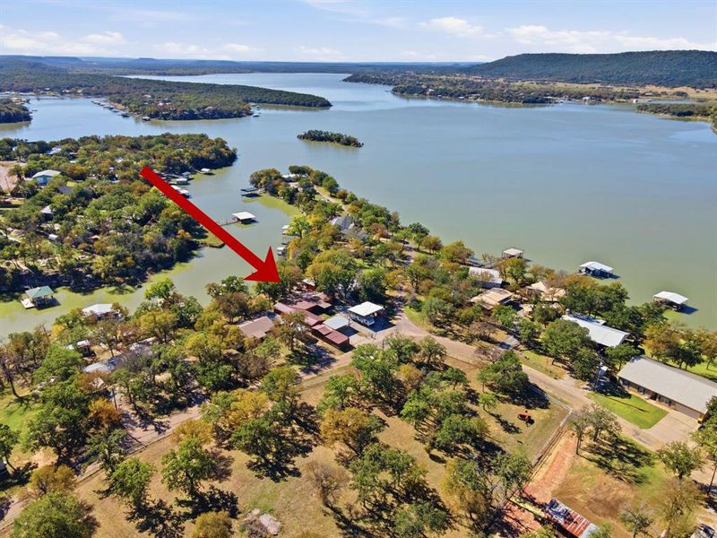 Aerial view of property and Palo Pinto Lake Aerial view of property and Palo Pinto Lake