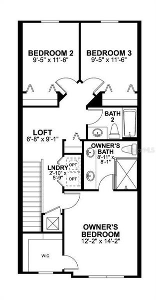 2D floor plan layout of this home in Tyson Ranch, Orlando, FL (Image 5).