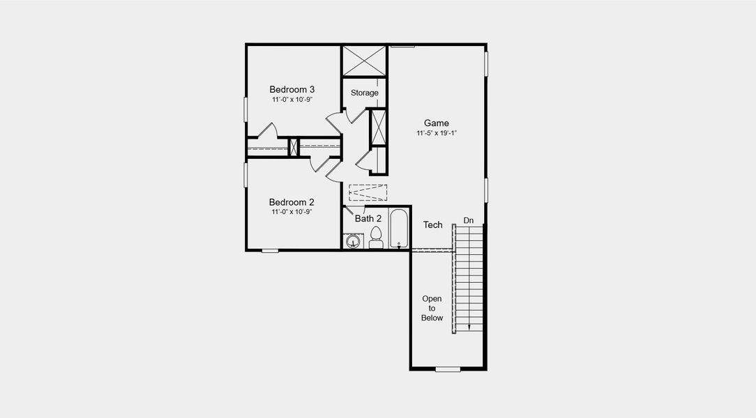 2D floor plan layout for the Hawk by Taylor Morrison in Village Grove, Dripping Springs, TX (Image 5).
