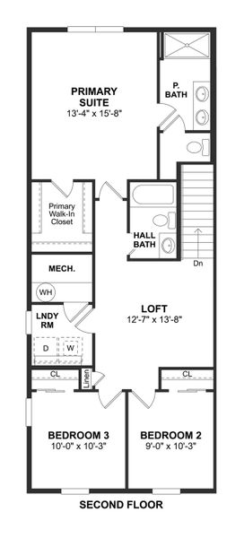 2D floor plan layout for the Celina by K. Hovnanian® Homes in Aspire at Canter Creek Townhomes, Davenport, FL (Image 4).