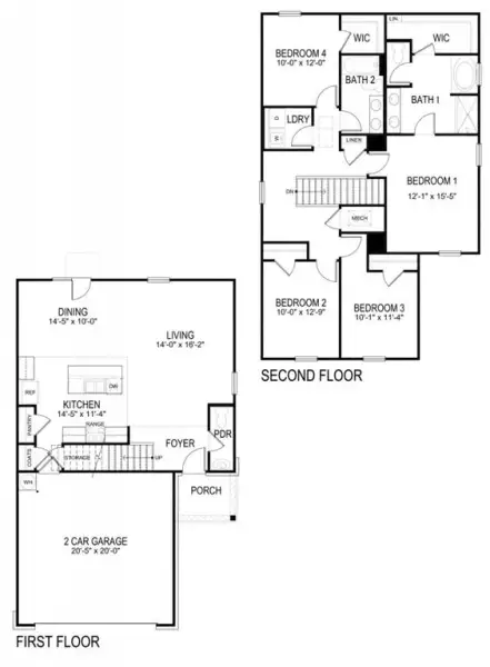 2D floor plan layout of this home in Aurora Creek, Dallas, GA (Image 3).