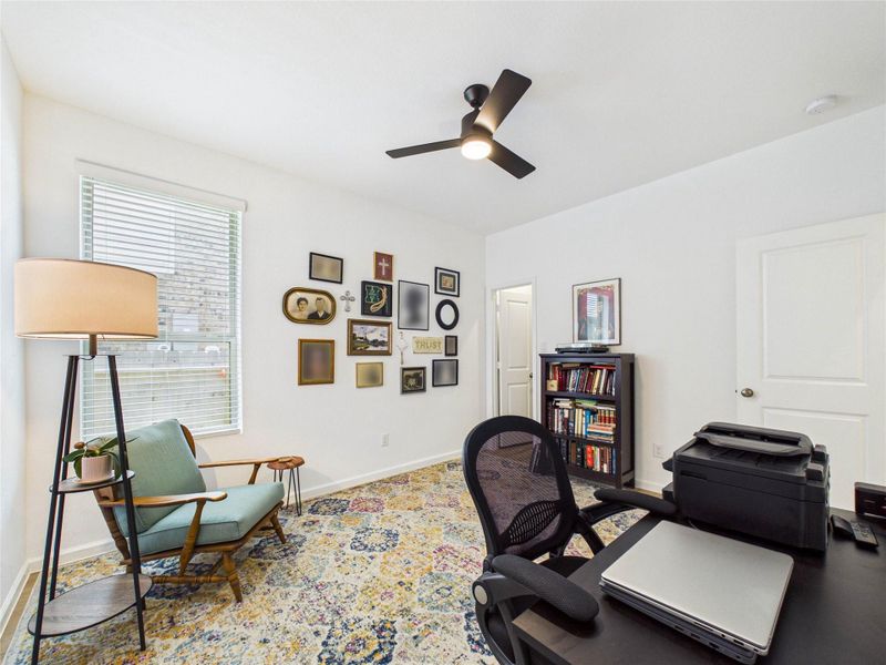 This bathroom, located between the two secondary bedrooms, offers lots of space and storage.