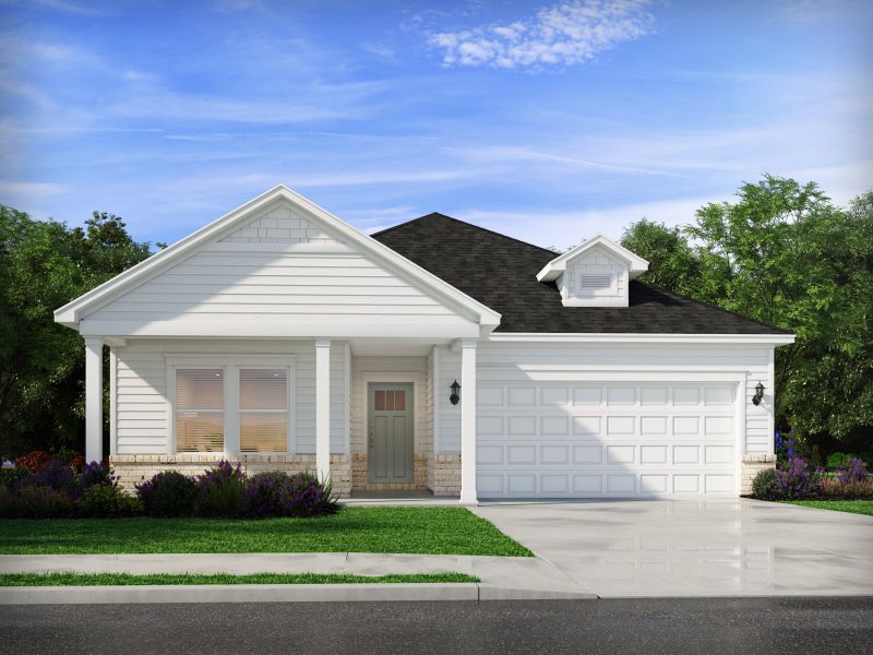 Front exterior of a new home in The Landing at Stratford Crossing, Boiling Springs, SC, highlighting curb appeal (Image 1). Front exterior of a new home in The Landing at Stratford Crossing, Boiling Springs, SC, highlighting curb appeal (Image 1).