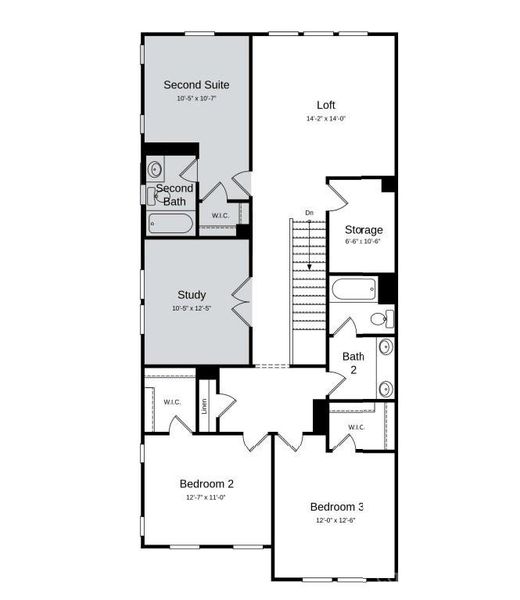 Structural options added include: tray ceiling at owner's suite, ledge in owner's shower, study, and additional bedroom and bath upstairs.