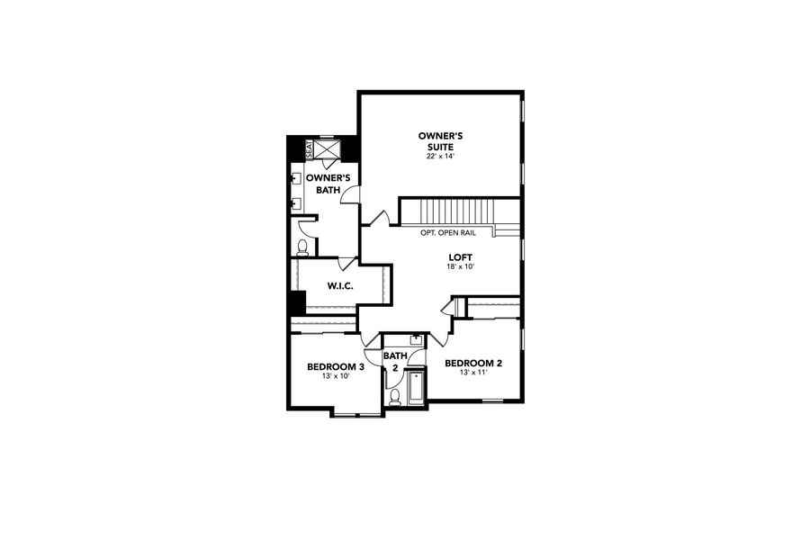 2D floor plan layout for the Monarch by Brightland Homes in Windler Single Family Homes, Aurora, CO (Image 5).
