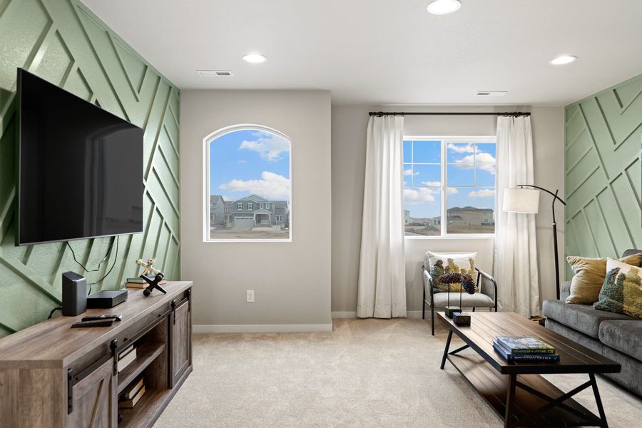 Representative furnished interior of a home built from the The Bellhaven by Challenger Homes in Sky Ranch - Highland Collection, Watkins (Image 16).