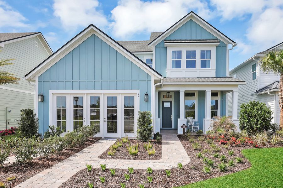Representative exterior photo of a completed home built from the Sawyer by Riverside Homes in Hidden Creek at SilverLeaf Phase 1, St. Augustine, FL (Image 31). Representative exterior photo of a completed home built from the Sawyer by Riverside Homes in Hidden Creek at SilverLeaf Phase 1, St. Augustine, FL (Image 31).