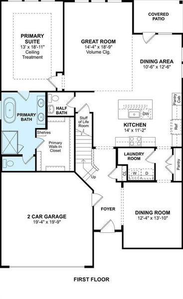 The Omaha floor plan by K. Hovnanian Homes. 1st Floor Shown. *Prices, plans, dimensions, features, specifications, materials, and availability of homes or communities are subject to change without notice or obligation.