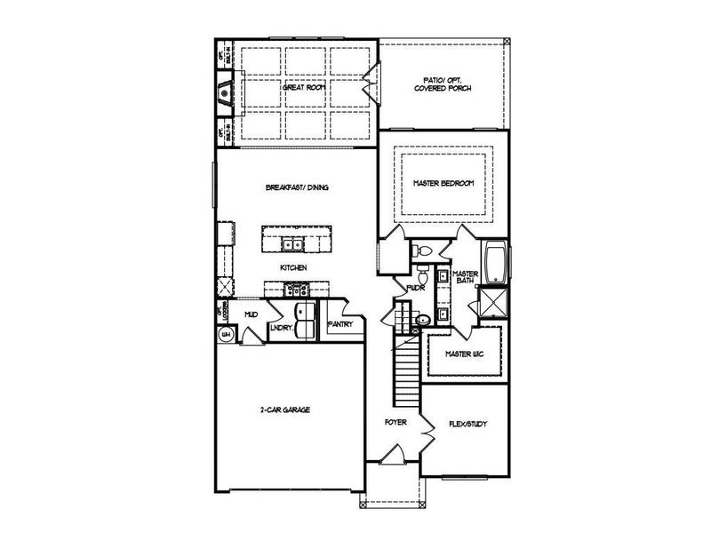 2D floor plan layout for the The Madison by Walker Anderson Homes in Hemingway, Flowery Branch, GA (Image 5).