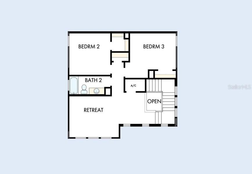 2D floor plan layout of this home in Emerald Landing at Waterside at Lakewood Ranch – Cottage Series, Sarasota, FL (Image 4).