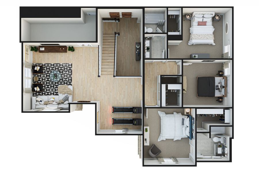 2D floor plan layout for the Avinger by Tri Pointe Homes in Dunham Pointe, Cypress, TX (Image 5).
