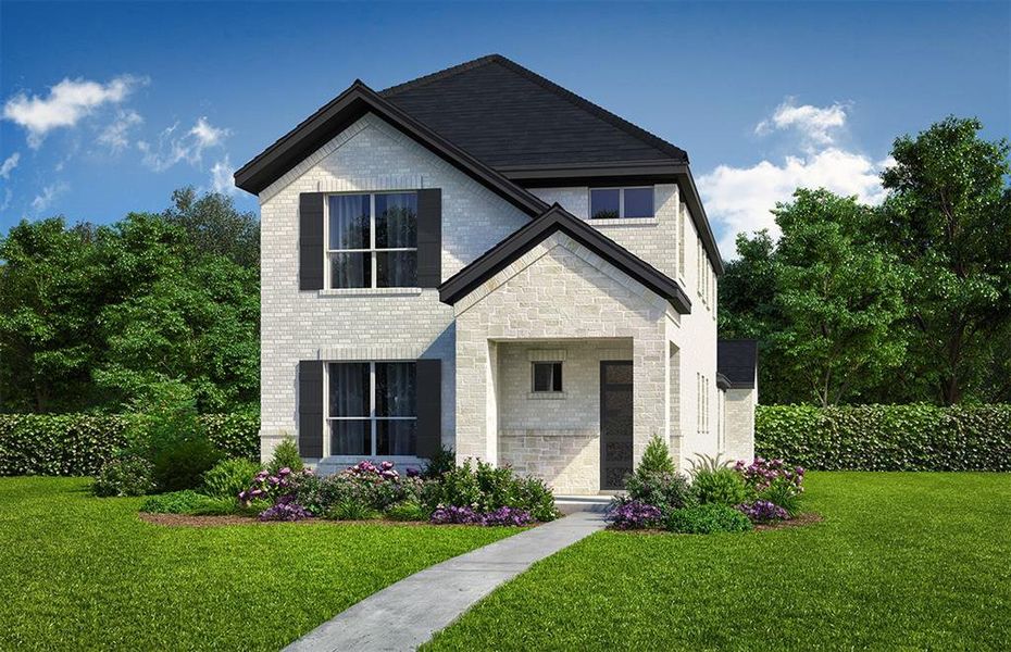Front exterior of a new home in Symmetry 37s, Frisco, TX, highlighting curb appeal (Image 1). Front exterior of a new home in Symmetry 37s, Frisco, TX, highlighting curb appeal (Image 1).