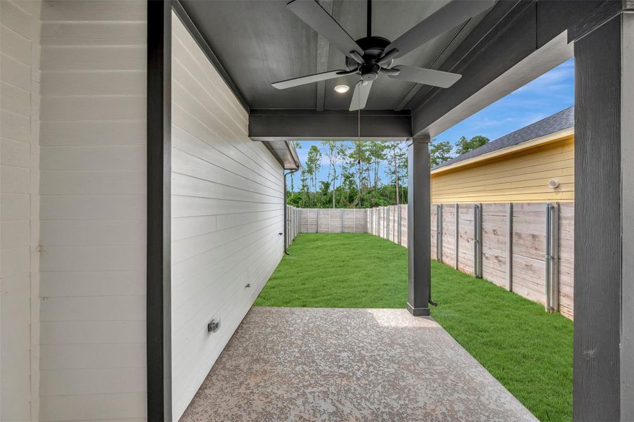 Exterior details and patio area of a home in Two Step Farm - Landmark Row Collection, Montgomery (Image 26).