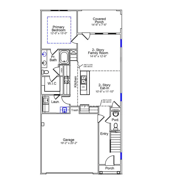 2D floor plan layout of this home in Ovation at Sweetbrier, Durham, NC (Image 3).