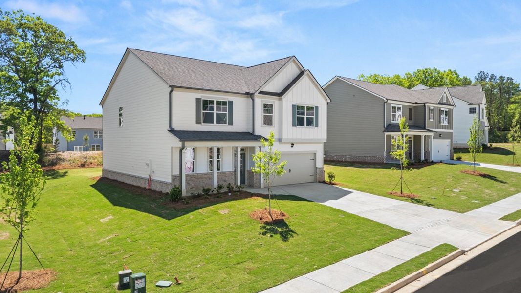 Representative exterior photo of a completed home built from the Hanover by D.R. Horton in Parkside at Carter Grove, Cartersville, GA (Image 19).