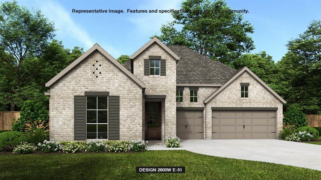 Front exterior of a new home in Terraces 62', Rockwall, TX, highlighting curb appeal (Image 1). Front exterior of a new home in Terraces 62', Rockwall, TX, highlighting curb appeal (Image 1).