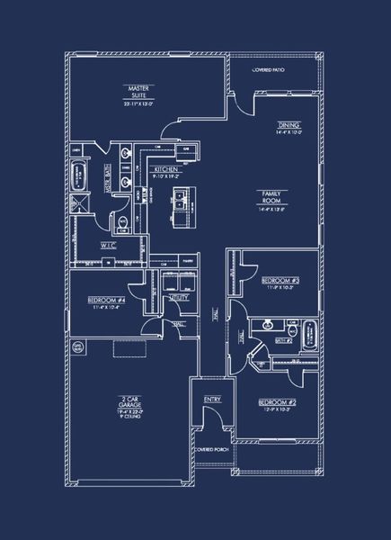 2D floor plan layout for the Nevada by BLUEHAVEN Homes in Lakepointe, Lavon, TX (Image 4).