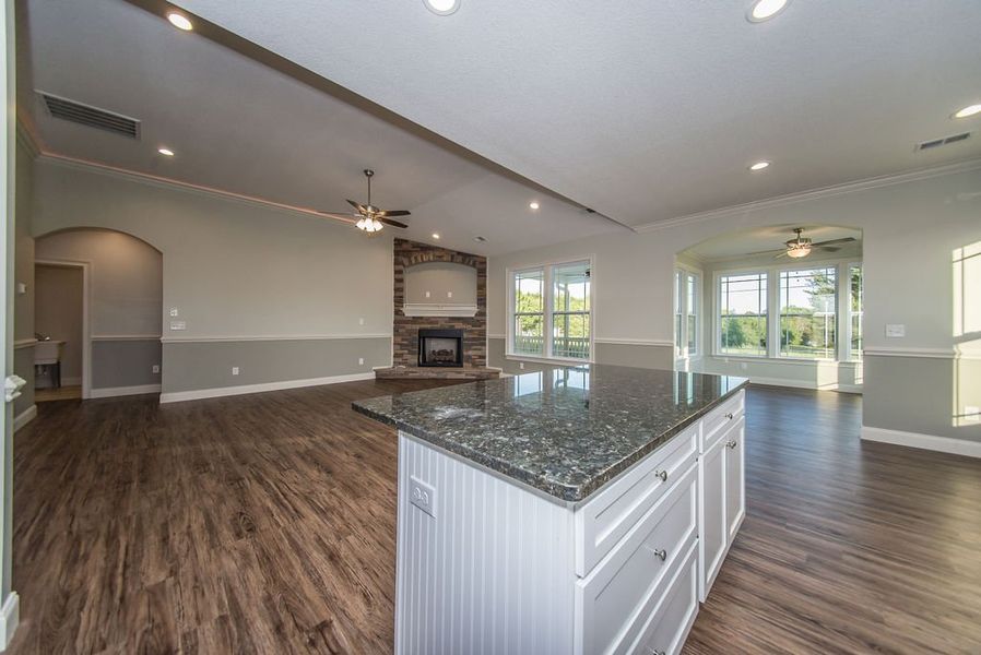 Representative furnished interior of a home built from the Mediterranean by Enchanted Homes in Lonesome Dove, San Antonio (Image 11).