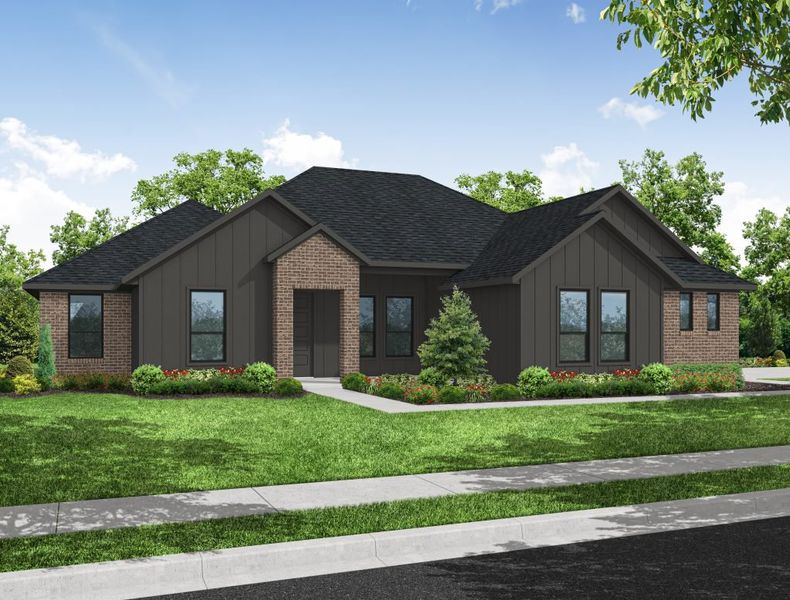 Representative exterior photo of a completed home built from the Cedar by Impression Homes in Estates of Palmer, Palmer, TX (Image 2).
