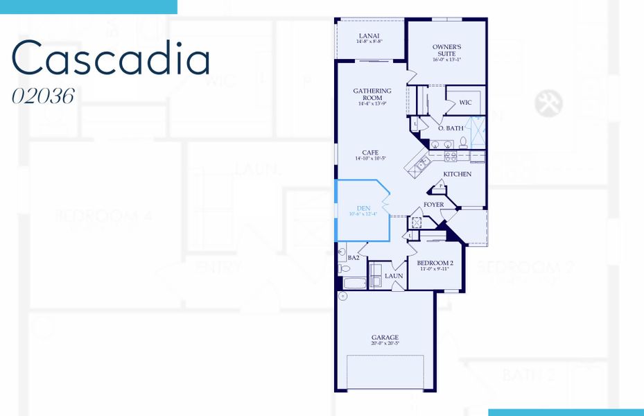 2D floor plan layout of this home in Del Webb Naples, Ave Maria, FL (Image 3).
