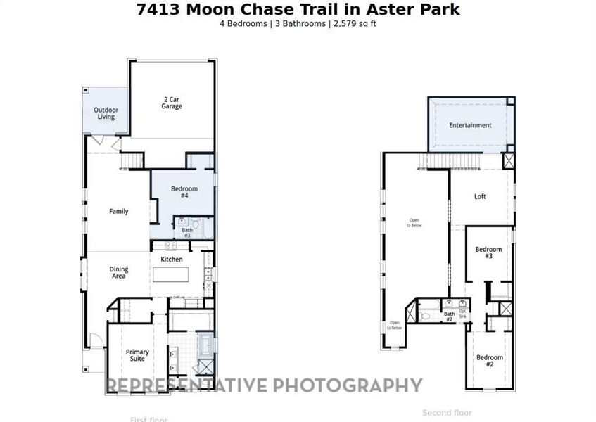 2D floor plan layout of this home in Aster Park: 40ft. lots, McKinney, TX (Image 3).