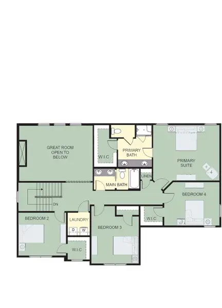 2D floor plan layout for the The Cambridge by Forbes Capretto Homes in Fieldstream Estates, Lancaster, NY (Image 5).