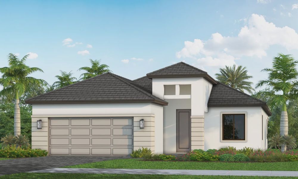 Representative exterior photo of a completed home built from the White Star by Neal Communities in SkySail, Naples, FL (Image 2).