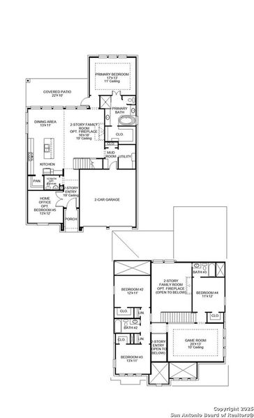 2D floor plan layout of this home in Meadows Of Mill Creek 50', Seguin, TX (Image 2).