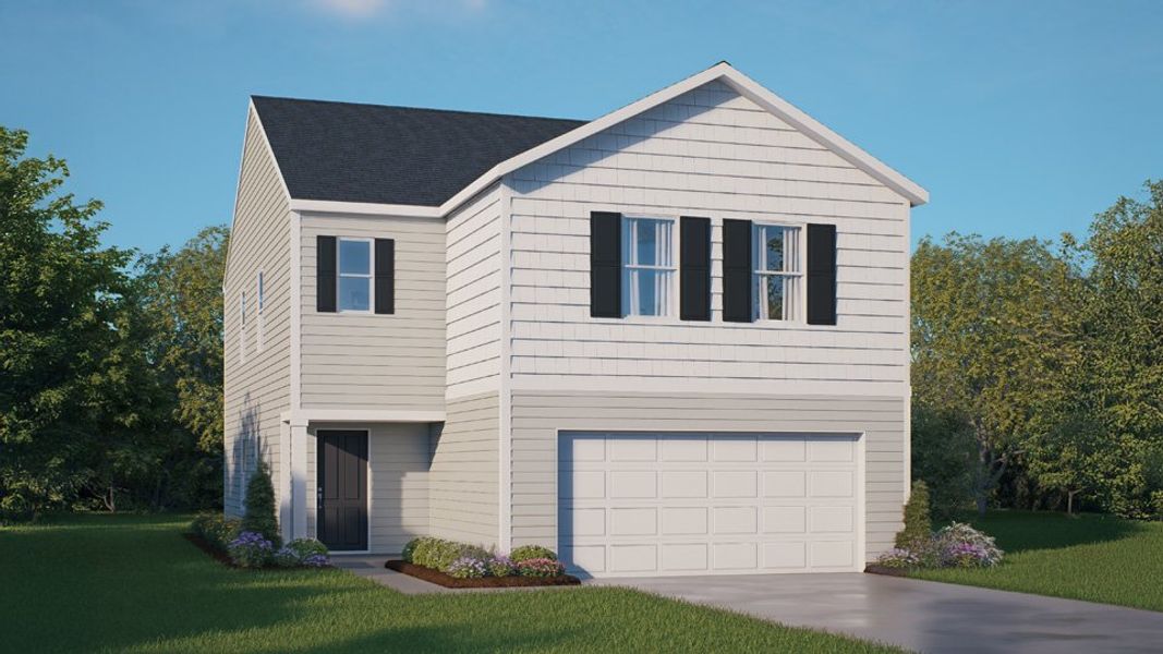 Representative exterior photo of a completed home built from the Elston by D.R. Horton in Hunter Hill, Rocky Mount, NC (Image 1).