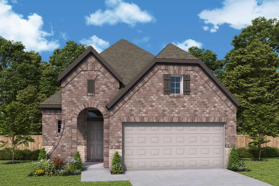 Representative exterior photo of a completed home built from the The Citadel by David Weekley Homes in Prairieland Village 40' Homesites, Cypress, TX (Image 27).