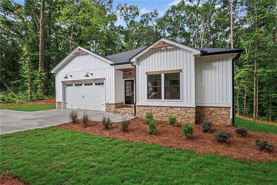 Front exterior of a new home in , Hiram, GA, highlighting curb appeal (Image 21). Front exterior of a new home in , Hiram, GA, highlighting curb appeal (Image 21).