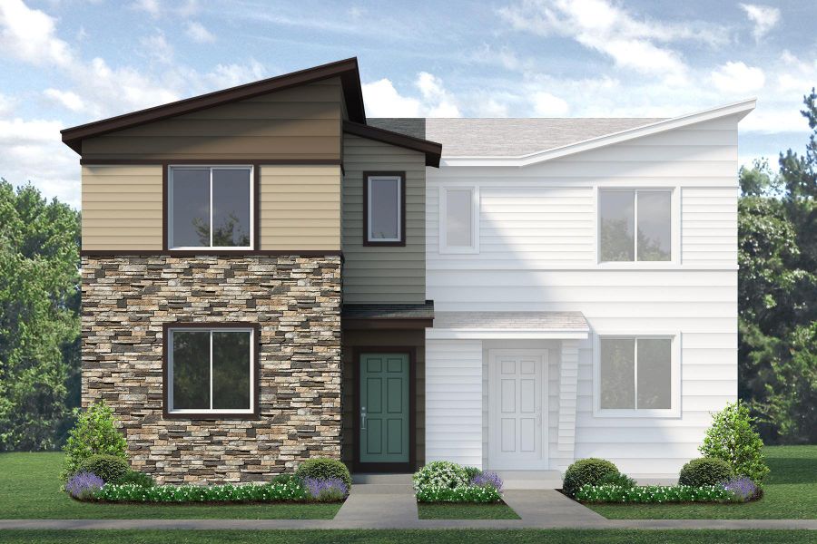 Representative exterior photo of a completed home built from the Acadia by Risewell Homes in Spring Valley, Longmont, CO (Image 12). Representative exterior photo of a completed home built from the Acadia by Risewell Homes in Spring Valley, Longmont, CO (Image 12).