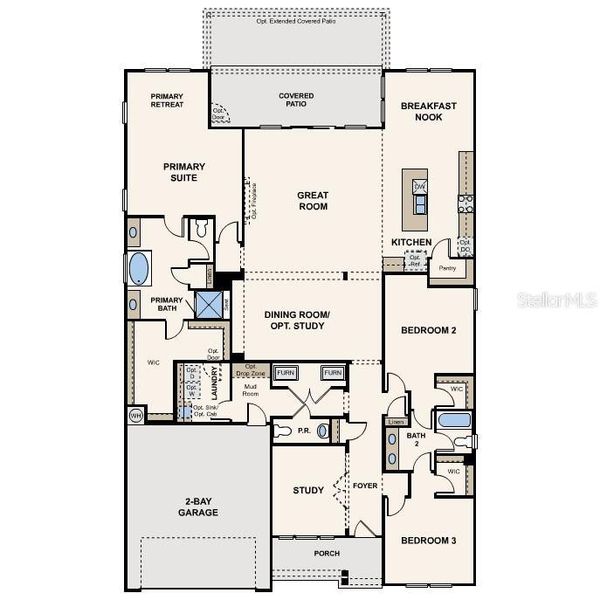 2D floor plan layout of this home in Reserve East, Flagler Beach, FL (Image 3).