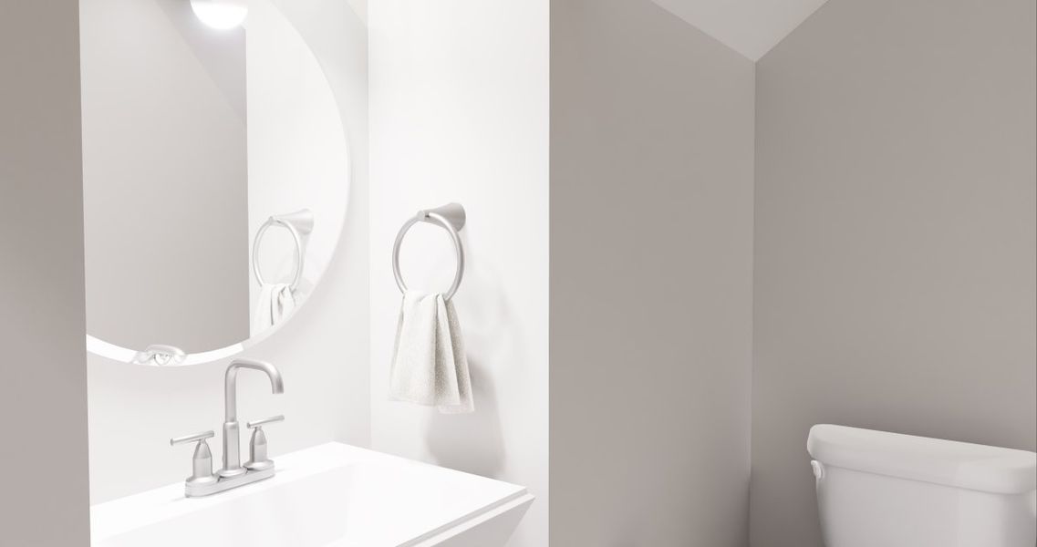 Virtually staged rendering - features may vary. First Floor Powder Room