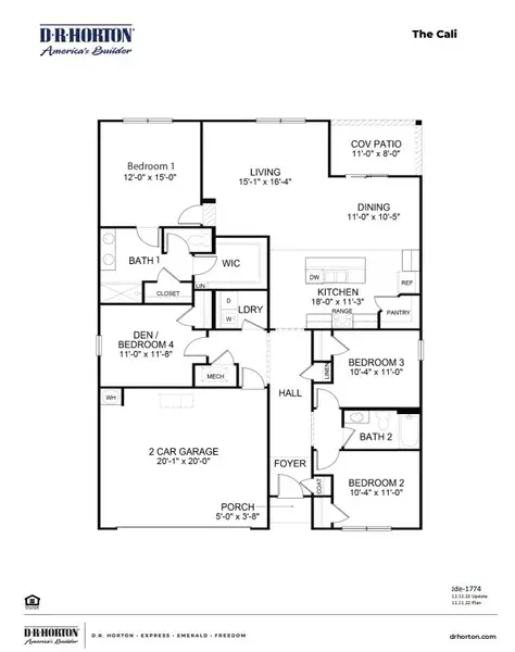 2D floor plan layout of this home in Fox Run, Supply, NC (Image 2). 2D floor plan layout of this home in Fox Run, Supply, NC (Image 2).