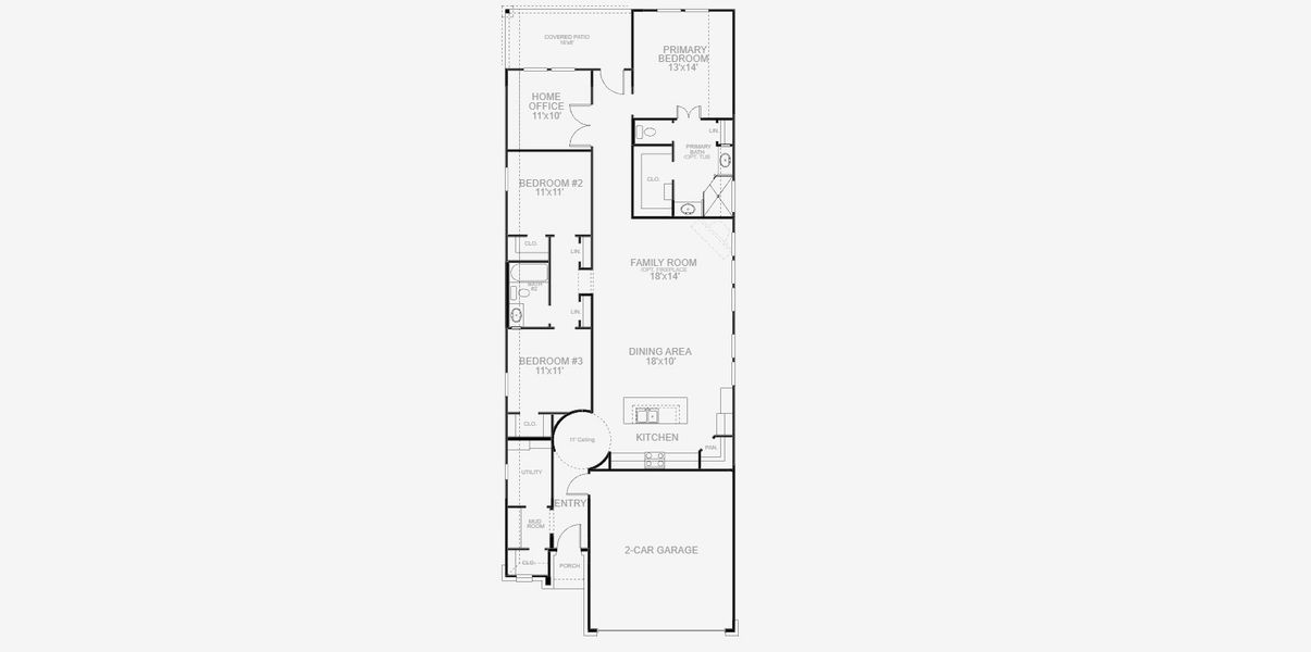 2D floor plan layout for the 1743W by Perry Homes in Wildtree, Montgomery, TX (Image 5).
