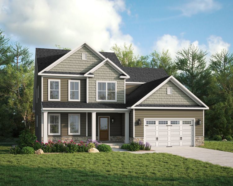 Representative exterior photo of a completed home built from the Roanoke by Caruso Homes in Sauls Landing, Zebulon, NC (Image 23). Representative exterior photo of a completed home built from the Roanoke by Caruso Homes in Sauls Landing, Zebulon, NC (Image 23).